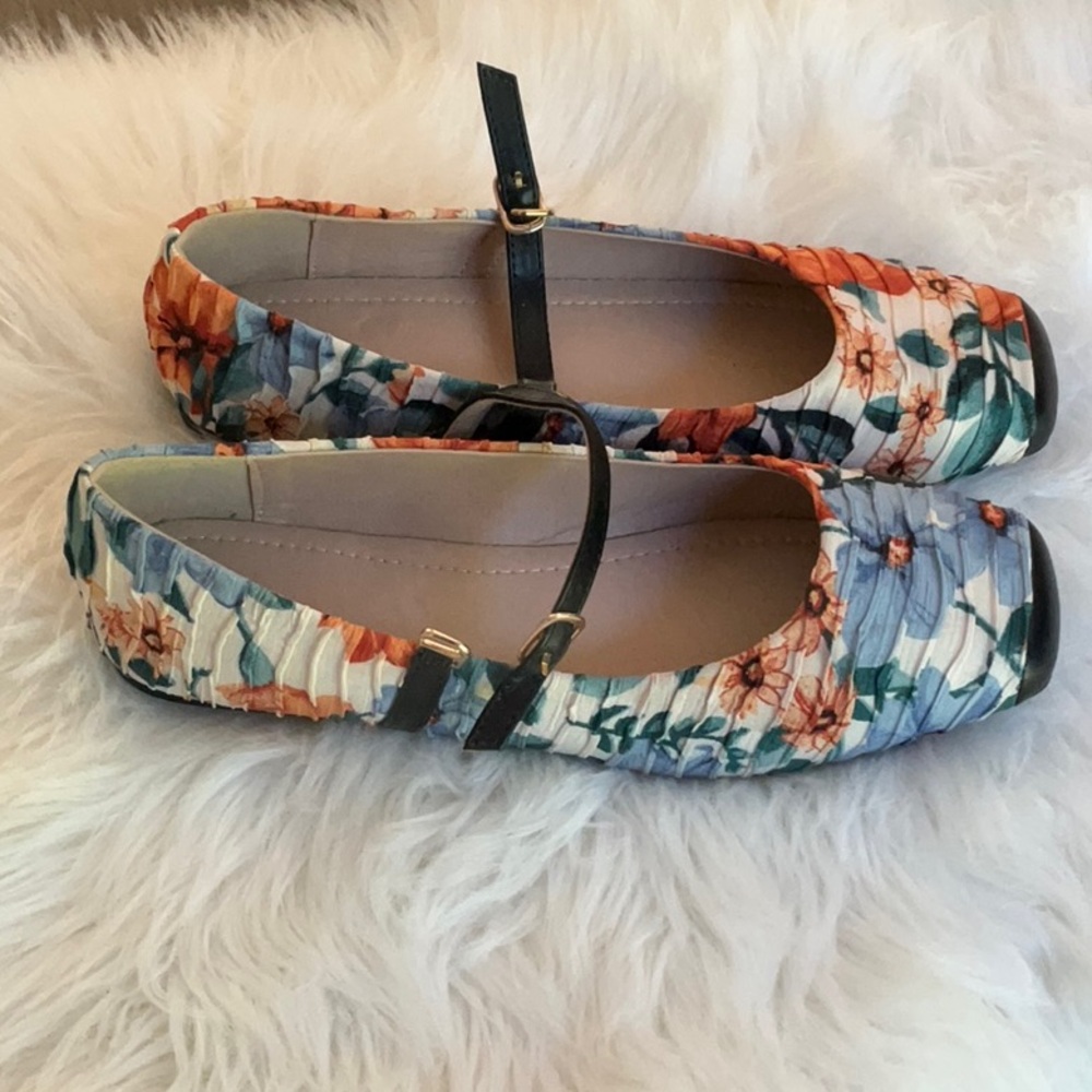 Colorful floral ballet flats